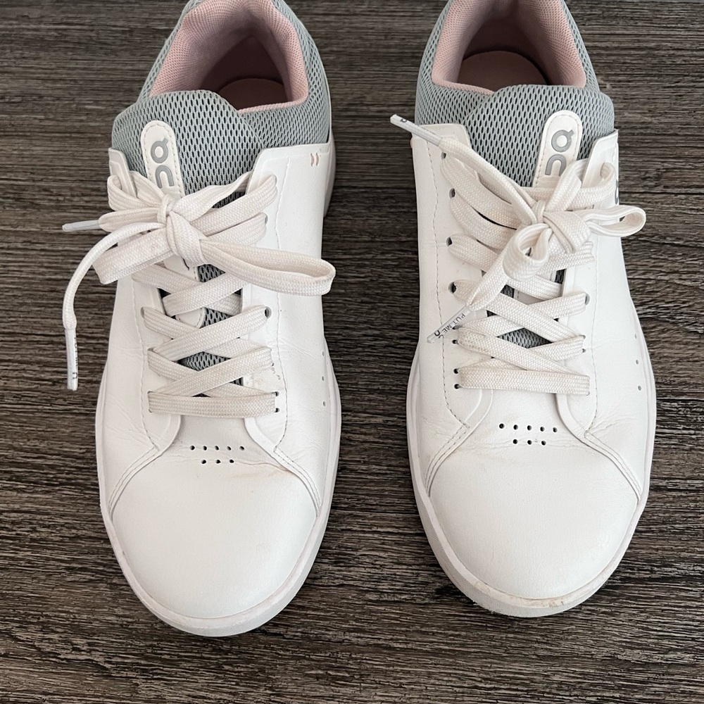 On Running White and Gray Sneakers